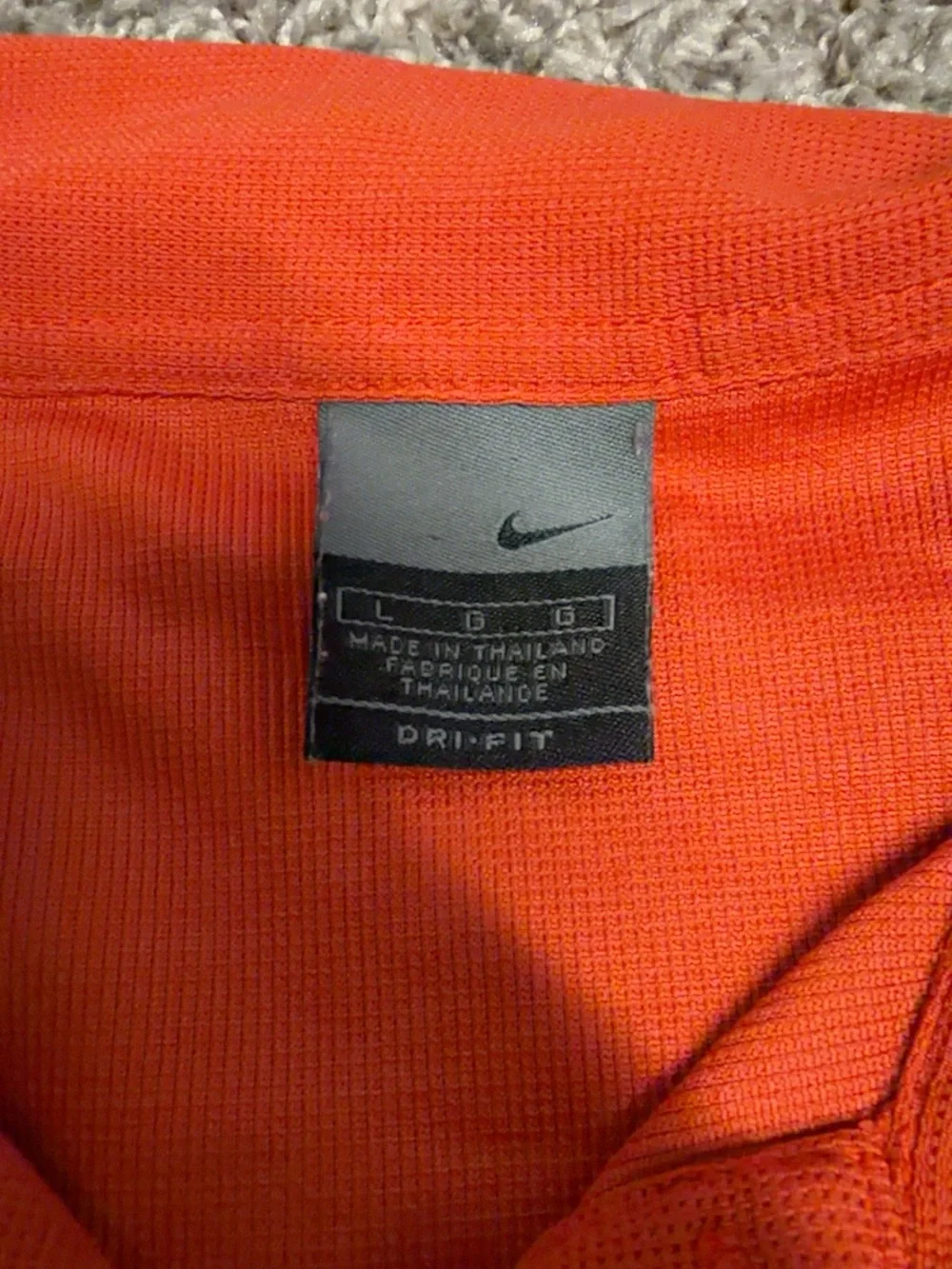 Nike Dri-FIT Mens L Miniature Waffle Knit Orange Polo Shirt Short Sleeve Sport